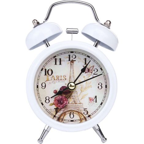 Wecker fürs Schlafzimmer, klassischer, ultraleiser Retro-Quarz-Wecker aus Metall mit Hintergrundbeleuchtung für Schreibtisch, Kleiderschrank, Nachttisch, Reisen  - Crezuo