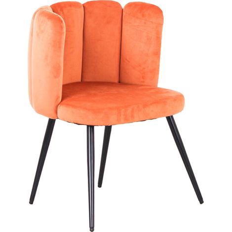 Sedia in velluto imbottita e gambe in metallo nero CAPRI Arancio (1/4)