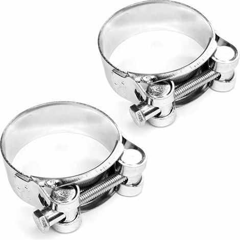 2x Collier de serrage à tourillon diamètre 60-63mm largeur 20mm bande pleine bords arrondis durite tuyaux boyau flexible (1/4)
