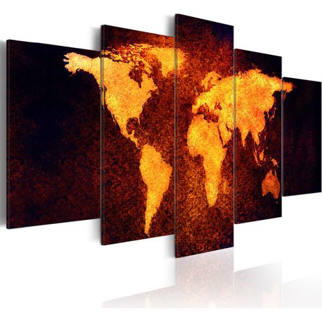 Tableau Imprimé "Carte du Monde Lave Chaude" 50 x 100 cm (1/2)