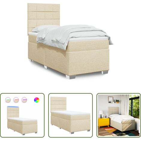 vidaXL Surmatelas - Sommier à lattes de lit et matelas Crème 90x190 cm Tissu (1/5)
