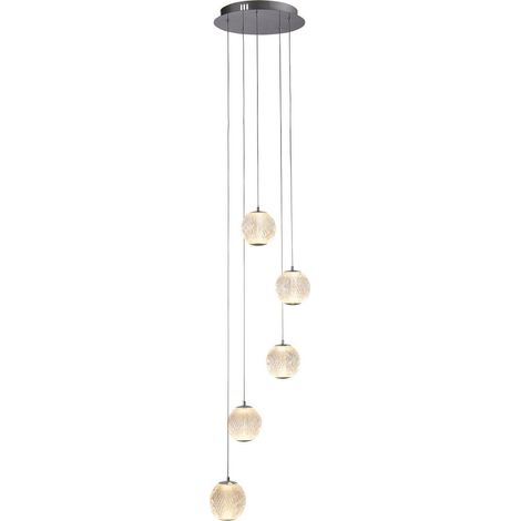 Searchlight Allure Luminaire suspendu à 5 lumières multiples, chrome, acrylique transparent (1/3)