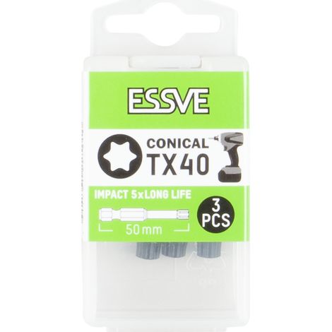 Punte coniche per avvitatore a impatto ESSVE IMPACT TX40, punta da 50 mm, 3 pezzi (1/2)