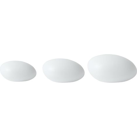 Conjunto de 3 lámparas LED en forma de piedra para exterior material sintético IP54 impermeable con mando a distancia blanco Farallon (1/5)