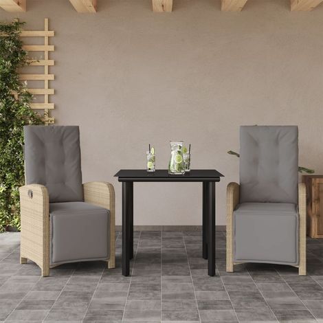 Ensemble de bistro 3 pcs-Salon de jardin bistro avec coussins beige résine tressée 171143 (1/5)