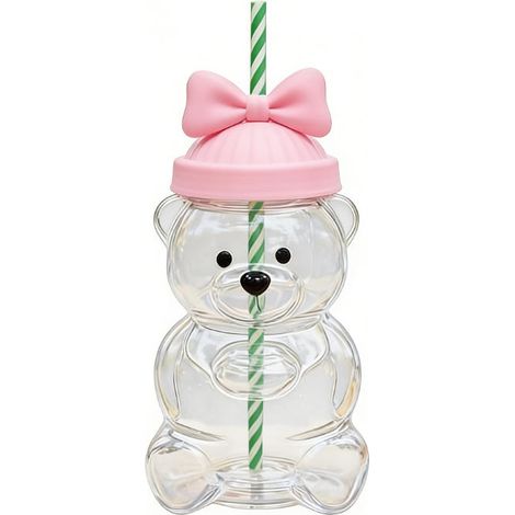 Tasse En Verre Ours - 20 Oz - Avec Couvercle Et Paille - Pour Boissons Froides Et Chaudes - Usage Domestique Et Cadeau - 1 Pièce (1/5)