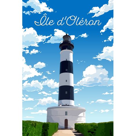 Tableau sur toile illustration Phare Oléron 30x45 cm - Impression sur Toile Murale Décorative - Image imprimée en HD sur Toile - Toile sur Châssis en Bois FSC - Fabriqué en France (1/5)