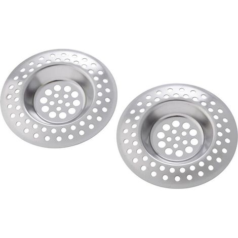 2 x Passoires en acier inoxydable pour évier et baignoire (1/5)