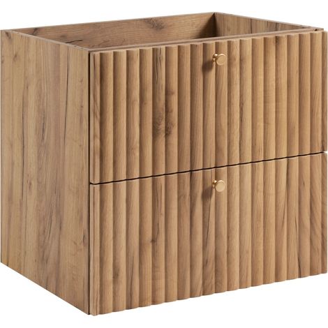 Mobile da bagno sospeso con vano per lavabo 60 rovere craft oro, maniglie in tre colori, 60 x 44,4 x 57 cm (1/5)