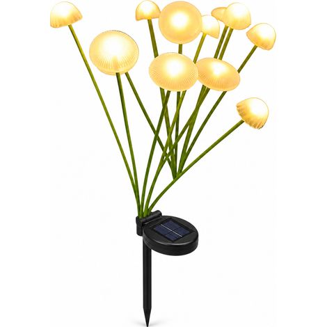 Lampes Solaires LED Champignon à Piquet, 10 Lumières Étanches Blanc Chaud pour Jardin et Pelouse (1/5)