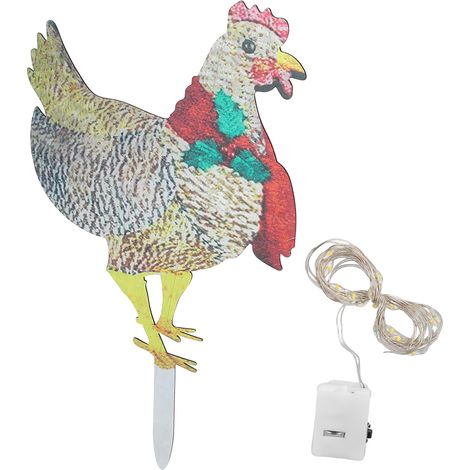 Décoration Lumineuse de Noël - Poule avec Écharpe pour Jardin et Intérieur