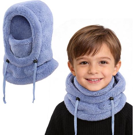 Kinder Thermo Sturmhaube 3-10 Jahre, Winddicht Warm Fleece Skimaske Halswärmer Blau (1/5)