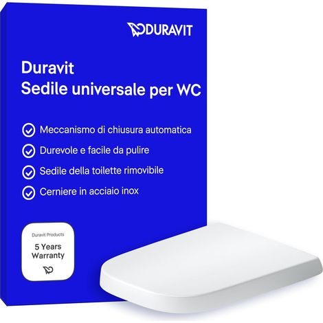 Duravit Sedile Univavo, sedile wc universale ovale, Sedile della toilette con doppio meccanismo a chiusura rallentata, tavoletta wc Sgancio rapido per una facile installazione, prodotto in UE, Bianco (1/5)