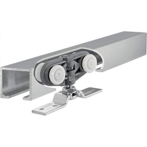 1 - Ferrure De Porte Coulissante - Rail De Guidage - Pour Portes 51-110 Mm - Installation Murale Et Sol - Argent - Taille Unique (1/4)