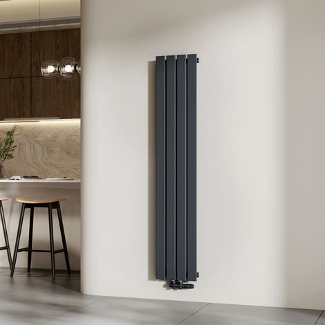 EMKE Heizkörper Flach Heizkörper Design Paneelheizkörper Vertikal, Mittelanschluss, Einlagig, 160x30 cm, Anthrazit, 557 W Warmwasser Zentralheizung