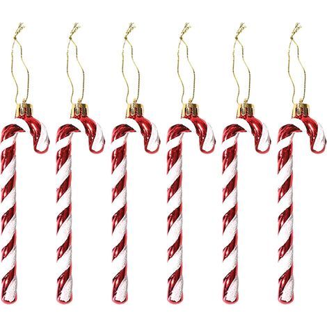 Set of 6 Gold Candy Canes for Christmas Tree Decorations, Candy Cane Christmas Decorations, White and Red, Tree Decorations, Ornaments, Christmas Tree Decorations, Party Candy Cane Decorations (1/5)