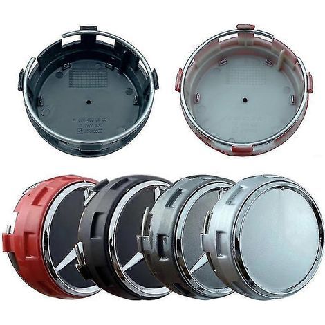 Enjoliveurs centraux de roue surélevés noirs et rouges de 75 mm pour Mercedes-Benz AMG (réf. A0004000900), gris (lot de 4).