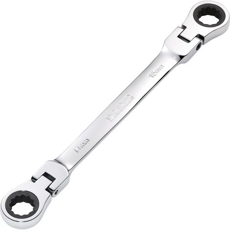 Draper 14X15 FLX RATCHET RING SPANNER 27747 27747 HI-TORQÂ® Metric Flexible Head Double Ring Ratchet Spanner (1/2)