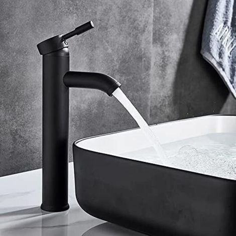 Hochwertige schwarze Waschtischarmatur – Warm-/Kaltwasser, geeignet für Innendurchmesser von 32 bis 42 mm, elegante und robuste Ausführung