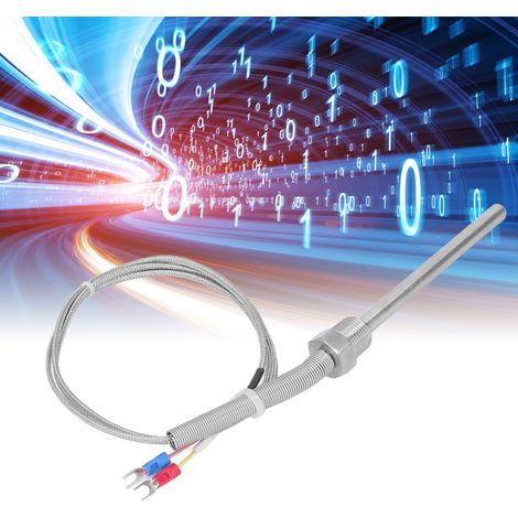 Pointeur de température isolé de type K, 8 x 100 mm, thermocouple à dents 3/8, capteur de température en acier inoxydable 304, 1 m (1/5)