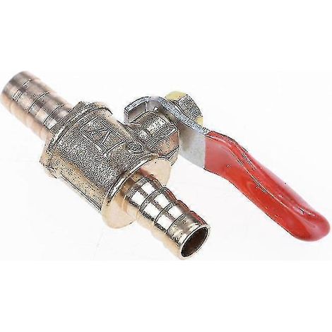 Vanne à bille d'arrêt en laiton, raccord cannelé 8 mm (5/16"), pour conduite d'eau/air/gaz/carburant.