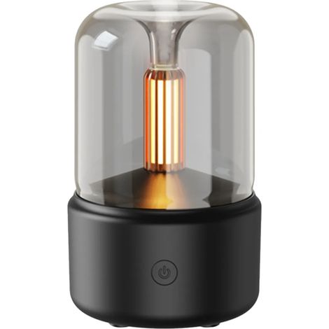 Aromadiffusor in Kerzenform, 120 ml Fassungsvermögen, mit Vernebelungs- und Befeuchtungsfunktion, warmweißem Nachtlicht, leiser Betrieb, für ätherische Öle (1/5)