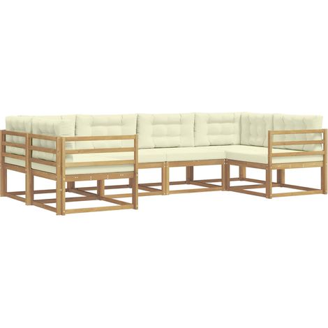 Conjunto de sofás de exterior 6 uds. Blanco y Crema vidaXL (1/5)