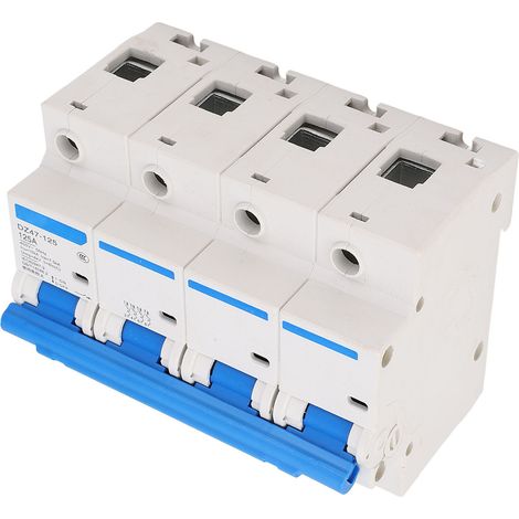 Disjoncteur miniature 125 A 4 pôles, interrupteur à air 400 V, protection contre les surcharges, protection ignifuge en polycarbonate, inverseur manuel pour usage résidentiel (1/5)
