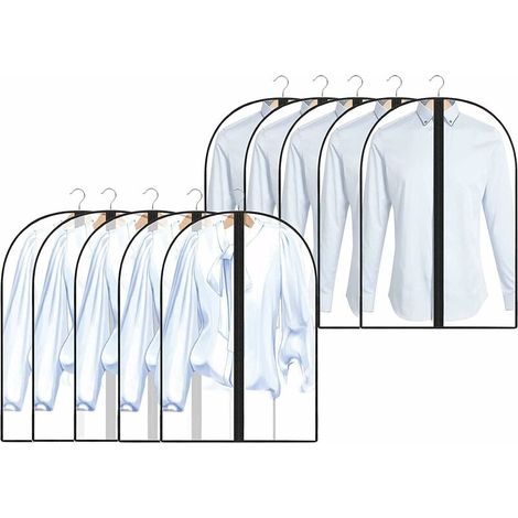 Housses de Vêtements, Lot de 10 Couverture de Costume Anti-Poussière Transparent, Sac de Vêtement avec Zip et Housses de Protection pour Chemise/Costume (6080cm) (1/4)