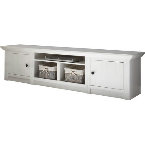 Landhaus Fernseh Lowboard WINGST-61 im Dekor Pinie weiß Nb. B/H/T ca. 194x51x45cm (1/4)