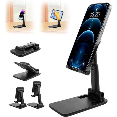 Soporte para teléfono plegable y ajustable, plegable y ajustable, soporte para teléfono plegable, soporte para teléfono de escritorio ajustable portátil