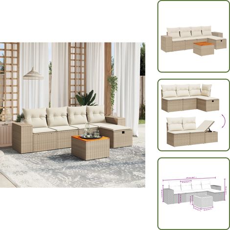 Salon de jardin avec coussins 6 pcs beige résine tressée - Ensemble Salon De Jardin - Mobilier De Jardin - Canapé Extérieur - Chaise Extérieure - Table Basse Jardin (1/5)