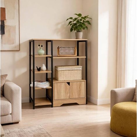 Libreria 2 in 1 in MDF effetto rovere chiaro 80 x 35 x 97 cm (1/5)