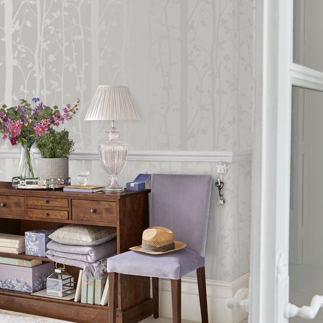 Papier peint intissé Laura Ashley Cottonwood Pearlescent 1005 x 52cm Blanc (1/5)