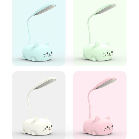 Lot de 4 lampes de lecture pour chaton, rechargeables par USB, lampe de bureau pliable pour animaux pour apprendre à lire et protéger la vue