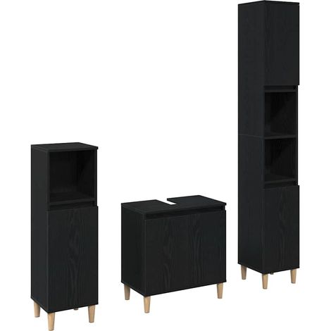 Maison Exclusive - Set di mobili per il bagno Montaggio a parete 3 pcs Rovere Nero