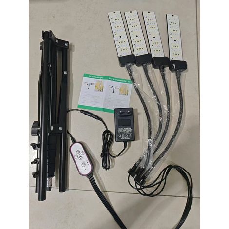 Lampe de croissance LED 3 têtes pour plantes d'intérieur spectre complet 3 modes lumineux 5 intensités 3 minuteries avec trépied réglable en hauteur col de cygne 360° télécommande pour pousse végétale (1/3)