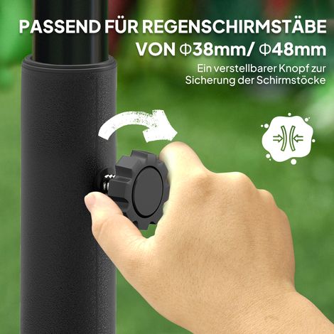 Support parasol de jardin en plastique, remplissable eau ou sable, noir (1/4)