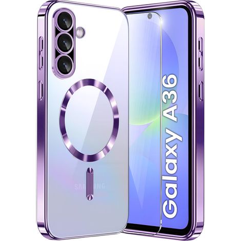 Schutzhülle für Samsung Galaxy A36 5G, Electro MagSafe, lila + Displayschutzfolie aus Glas (1/4)