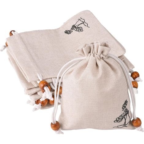 Sacs cadeaux en lin à cordon de serrage, 15 paquets, sacs vides 15x12cm, sacs de rangement doux, respirants et lavables (1/3)