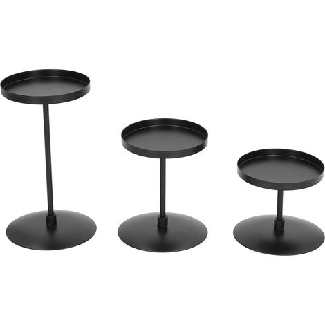 Un ensemble de 3 chandeliers noirs cylindriques, design double face, finition laquée noire piano, en fer antirouille, adaptés aux cônes d'aromathérapie et aux décorations de mariage. (1/5)
