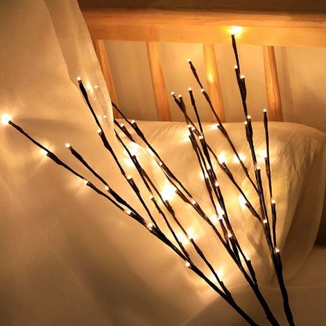 LED-Zweige – 2 Stück – Wasserdichte künstliche LED-Stimmungsbeleuchtung – Batteriebetriebene Vasenleuchte – Zweiglampe – Festliche Dekoration für Weihnachten oder Halloween (1/5)