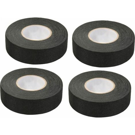 4 Stück schwarzes Kfz-Klebeband (1,5 cm x 15 m) – Kfz-Gewebeband, Hochtemperatur-Klebeband, Hochleistungs-Klebeband, Stoffband, Kabelbaumband