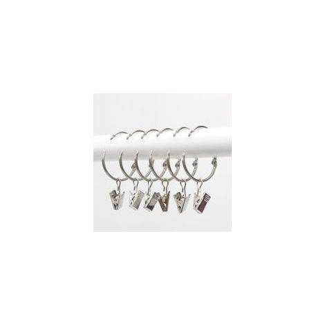 Anillos para cortinas, 20 piezas con clips, juego de ganchos metálicos decorativos para cortinas, 40 mm de diámetro interior, plateados, resistentes a la corrosión, fáciles de abrir, acero inoxidable (1/5)