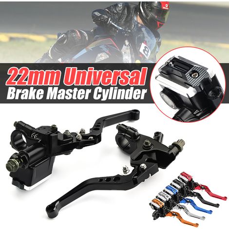 Pair 7/8'' Universal Motorcycle Brake Clutch Lever Master Cylinder Reservoir 12.7mm (Black, Type B)
