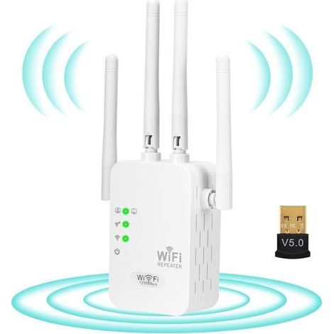 Leistungsstarker WLAN-Repeater, Verstärker, Extender, Splitter, Relais für dicke Wände + Bluetooth-Dongle (1/5)