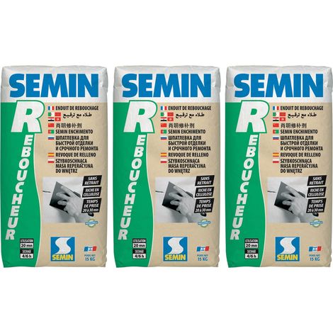Enduit de Rebouchage Semin R - Intérieur - Poudre - Sac 15 kg (lot de 3) (1/4)