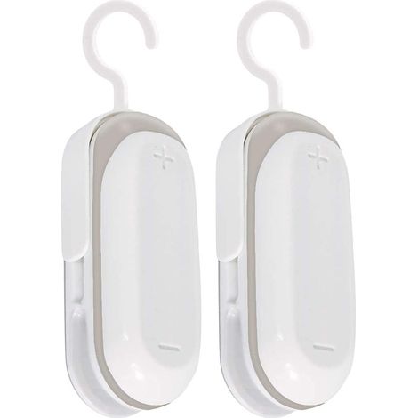 Lot de 2 mini scelleuses de sacs, scelleuses sous vide portables, scelleuse plastique 2 en 1 avec fonction de thermoscellage et de découpe, idéale pour la conservation des aliments dans les sacs plast (1/5)