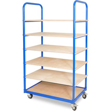 BRB Etagenwagen mit 6 Ebenen, BxTxH 1050x500x1690 mm, 2 Lenk- u. 2 Bockrollen (1/3)