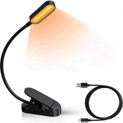 Accessoire de lampe de lecture à pince pour lire au lit, avec 3 températures de couleur, luminosité à gradation continue (1/5)